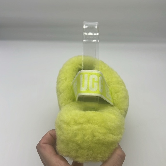 UGG - Fluff Yeah Sli In Lime Green Open Toe Slip On Ankle Strap Sandal Size 8 - Picture 6 of 14